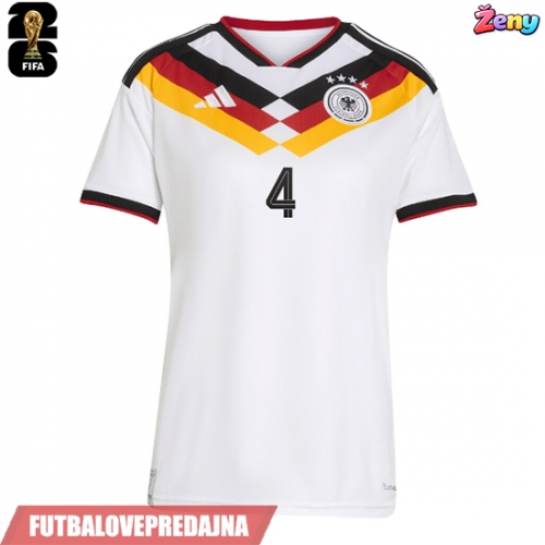 Lacne Ženy Futbalové dres Nemecko Jonathan Tah #4 MS 2026 Krátky Rukáv - Domáci